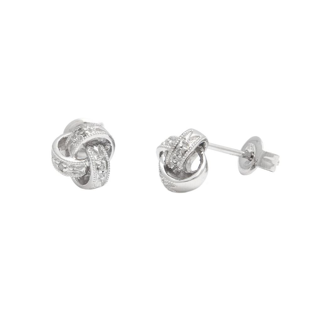 Silver Diamond Love Knot Earrings